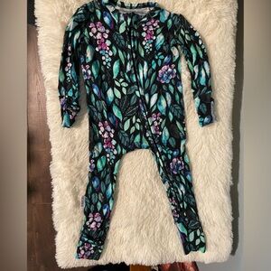 0-3 M Bamboo Dreamiere Girls Convertible Footie Two-Way zipper Sleeper Floral